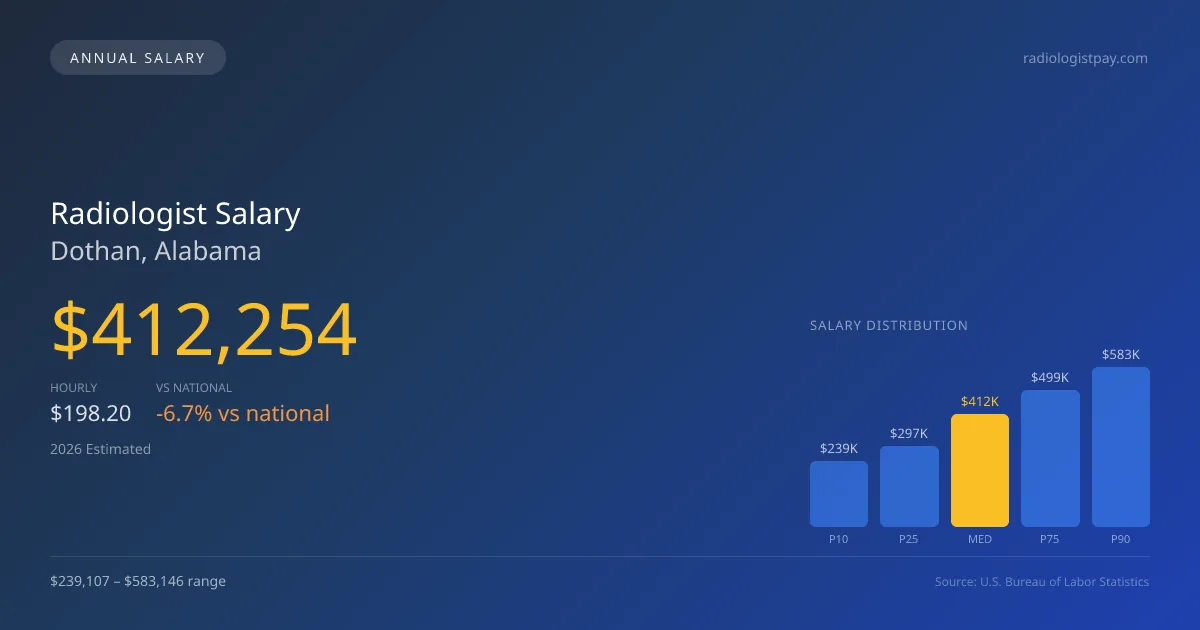 Radiologist Salary in Dothan, AL — 2026 est., based on 2025 BLS