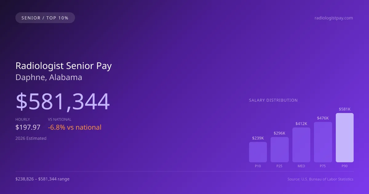 Radiologist Senior Salary in Daphne, AL — 2026 est., based on 2025 BLS