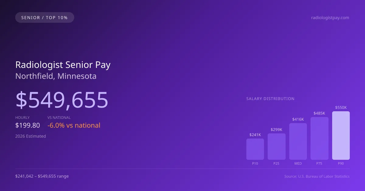 Radiologist Senior Salary in Northfield, MN — 2026 est., based on 2025 BLS